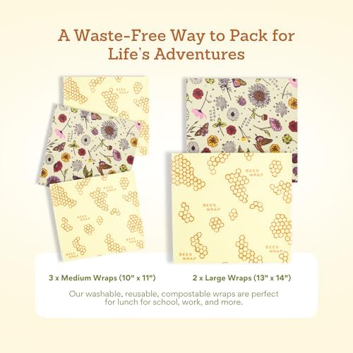 Bee's Wrap Beeswax Food Wraps, 5 Pack Assorted - Meadow Magic & Honeycomb - Image 6