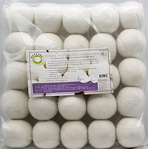Wooland Wholesale Bulk Laundry XL Premium Wool Dryer Balls - 100% New Zealand Organic Wool Natural Fabric Softener for Sensitive Skin, Babies (50 Count) by EcoJeannie