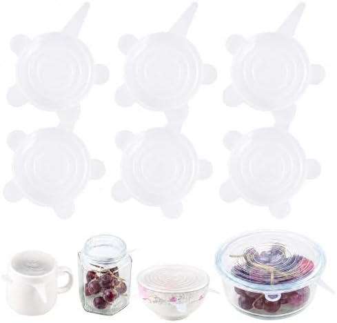 6pcs 2.5" Silicone Stretch Lids Reusable, Bowl Covers Food Storage for Home Container，Round Clear by Unknown