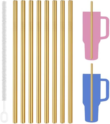 Tomorotec 8PCS Stainless Steel Straws Fit for 40oz Stanley Tumblers, Gold by Tomorotec