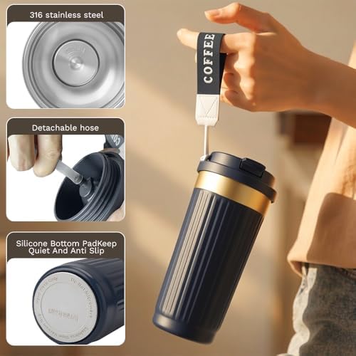 Vacuum Insulated Stainless Steel Travel Coffee Mug,Leak Proof Cup with Lid - Image 3