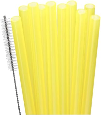 Dakoufish Replacement Straw for Stanley|Owala|Simple Modern 40oz 30oz Tumbler,10 Pack 12 Inch Yellow Reusable Straws With Cleaning Brush for Stanley Cup Accessorie,BPA Free,Dishwasher Safe by Dakoufish