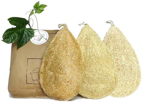 Natural Loofah Dish Sponge Pack 3 Vegetable Scrubber for Kitchen -100% Biodegradable Compostable Dishwashing Scouring Pad Zero Waste Plastic Free Eco Friendly Sustainable by MiwPiw