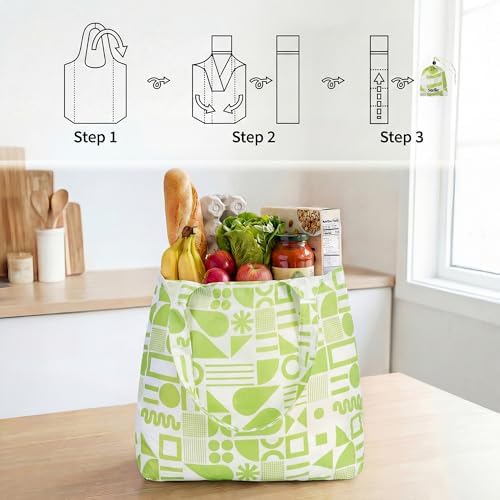 Stelle Lightweight Reusable Grocery Bag with Handles Ripstop Nylon Foldable Tote Shopping Bags for Travel and Groceries - Image 6