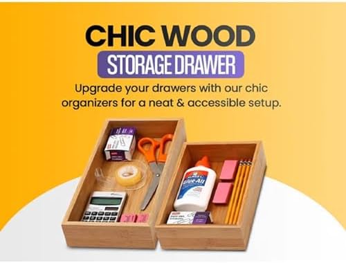 YBM Home Bamboo Drawer Organizer Storage Box for Kitchen Drawer, Junk Drawer, Office, Bedroom, Children Room, Craft, Sewing, and Bathroom, 3x6x2 inch - Image 2
