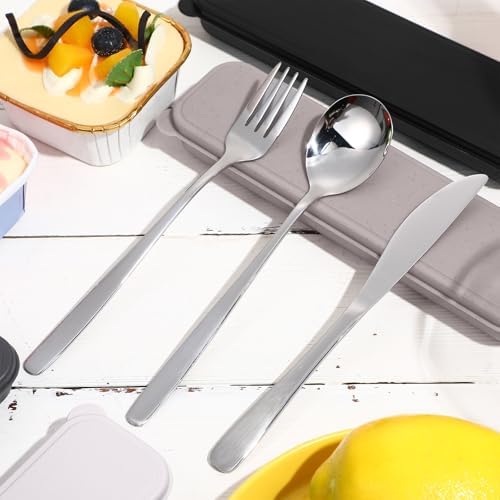 Yinkin 4 Pack Travel Silverware Set with Case for Lunch,Black - Image 4