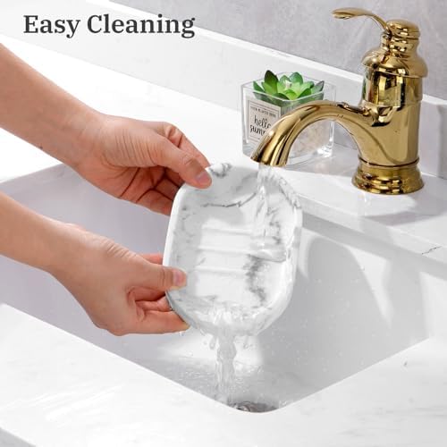 Luxspire Oval Soap Dish, Raised Bar Holder with Drainage, Gravel White - Image 4