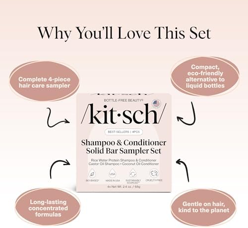 Kitsch Shampoo and Conditioner Set - 4pc Sampler Bars for Hair Growth - Image 4