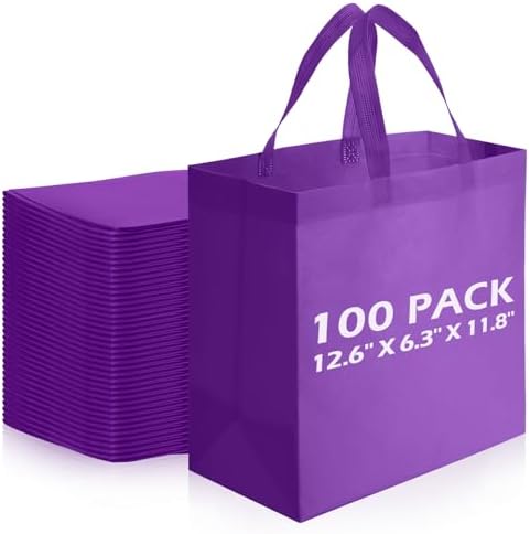 Reginary 100 PCS Non Woven Tote Bags Bulk,Purple by Reginary