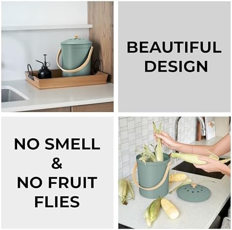 Beautiful Kitchen Compost Bin with Smell Proof Lid for Your Countertop - Image 3
