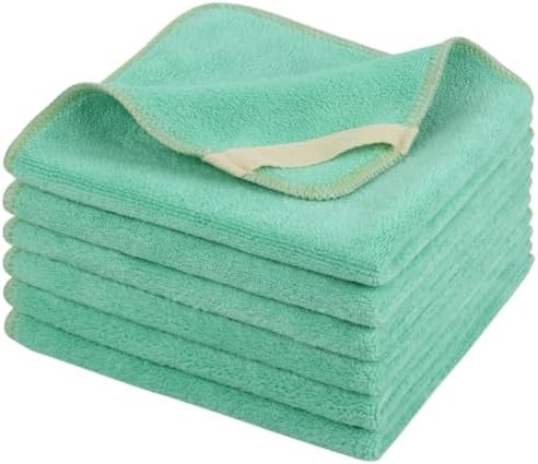 Microfiber Facial Cloths Fast Drying Washcloth 12inch x 12inch Green 6 pack by SINLAND