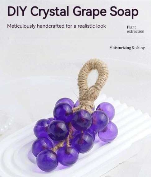 Grape Soap, Handmade Grape Soap on a Rope, Crystal Grapes Shaped with Natural Ingredients, Christmas Decorative Hand Soaps for Washing Hands & Fresh Air, Gift Choice for Women Men (Rose A)