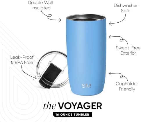 Simple Modern Travel Coffee Mug with Lid | 16oz | Blue - Image 3