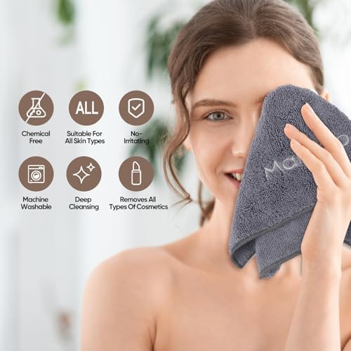 HOMEXCEL Makeup Remover Cloth 6 Pack, Grey Facial Wash Cloth 13x13 Inch - Image 4