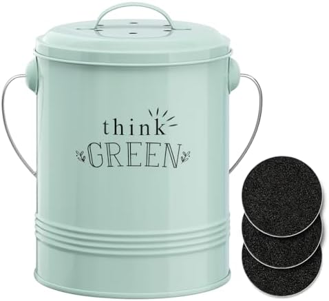 Barnyard Designs 1.2 Gallon Kitchen Counter Compost Bin with Lid (Mint) by BarnyardDesigns