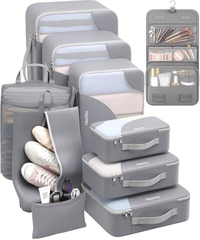 OlarHike 10 Set Packing Cubes for Travel,Gifts for Women Mom,Anti-Tearing Suitcase Organizer,with Over 1000 pcs Mesh Holes,Vacation Essentials & Accessories for Cruise Ship by OlarHike