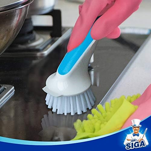 MR.SIGA Pot and Pan Cleaning Brush, Dish Brush for Kitchen, Blue, Pack of 2 - Image 5