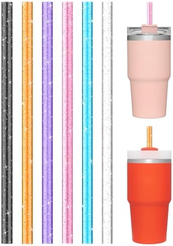 6 PCS Replacement Straws for Stanley|Owala|Simple Modern 40oz 30oz Tumbler, Reusable Color Drinking Straws with Cleaning Brush for Stanley Cup Accessorie，BPA Free, Dishwasher Safe by Allwith