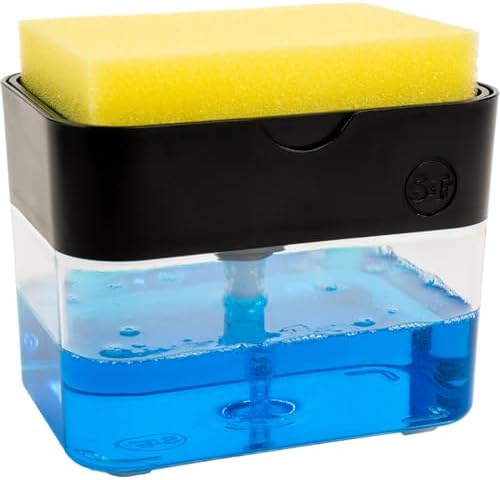 S&T INC. Dish Soap Dispenser and Sponge Holder, Matte Black by STINC