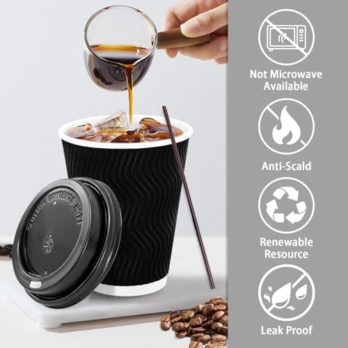 Lamosi 500 Pack 12 oz Coffee Cups with Lids, Disposable To Go Paper Cups - Image 3
