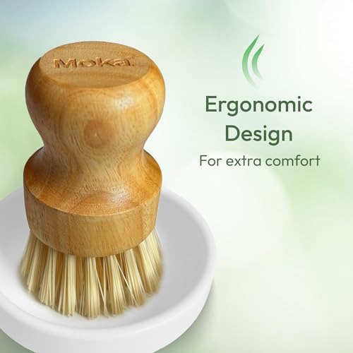 Moka Bamboo Dish Brush - Eco Friendly Scrub Brush with Natural Bristle - Premium Bamboo Dish Scrubber for Kitchen Cleaning, Dishes, Pots, and Pans - Sustainable and Durable (5 Pack) - Image 7