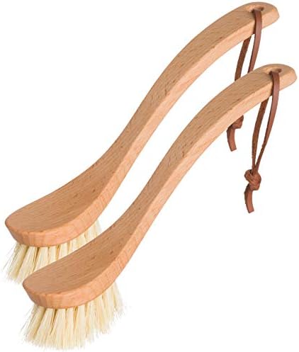 Redecker Dish Brush Set, Tampico Fiber, Curved Handle, 2 Pack – Wrap-Around Design for Everyday Cleaning, Made in Germany by Redecker