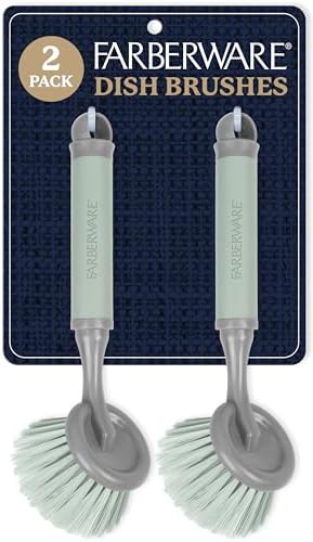 Farberware Dish Brush with Handle, 2 Pack, Firm Bristles by BestBrands