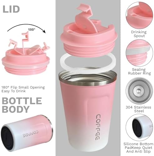 Insulated Travel Coffee Mug, Stainless Steel Coffee Cup with Leakproof Lid - Image 2