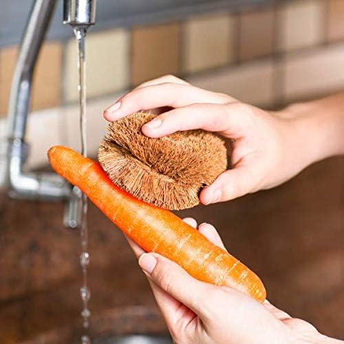 Pack of 3 Tawashi Vegetable Brushes Natural Coconut Fiber, Japanese Design, Ideal for Fruits, Veggies and Household use with Wire Hanging Loop by SKARBY - Image 4