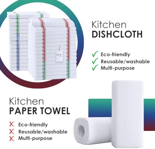 Dish Towels 30 Pack Multi Stripe 100% Cotton Kitchen Towel 15x25 Inch Tea Towels, Dish Cloths for Washing Dishes, Kitchen Rags for Drying Dishes - Image 2