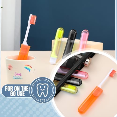 Patelai 4 Pcs Travel Toothbrush Mini Foldable with Case,Honey Color - Image 6