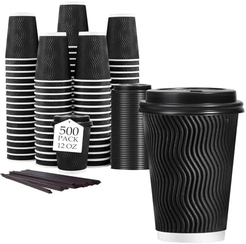 Lamosi 500 Pack 12 oz Coffee Cups with Lids, Disposable To Go Paper Cups by BuyNow