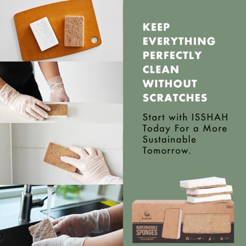 Isshah Natural Kitchen Scrub Sponges for Dishes - Plant-Based - 24 Count - Image 6