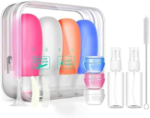 17 Pack Travel Bottles, TSA Carry On Containers, 3oz Leak Proof Travel Accessories Toiletries,Travel Shampoo And Conditioner Bottles, Travel Essentials, Squeezable Silicone Lotion Liquids Tubes - Image 4