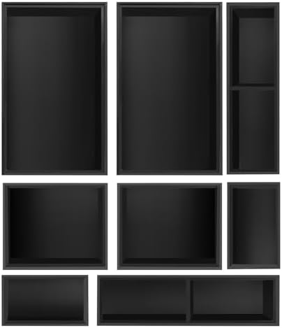 Bamboo Drawer Organizer Set, 8 PCS Black Multi-Use Drawer Storage Boxes, Junk Drawer Organizer Divider Bins for Bathroom, Kitchen, Office Desk, Makeup, Jewelry, Utensils by Bxngjuj