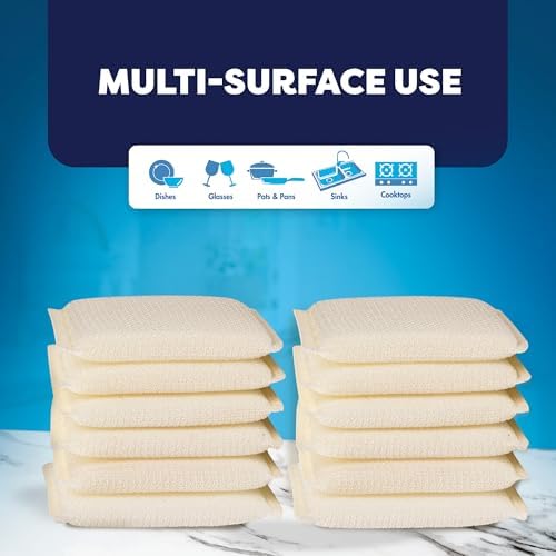 12 Pack Scrub Sponges Kitchen By SCRUBIT, Multi-Purpose Scouring Pads, Non-Scratch Cleaning Sponges for Dishes, Pots & Non-Stick Cookware - Long Lasting Dish Scrubbers for Kitchen, Bathroom & More - Image 4