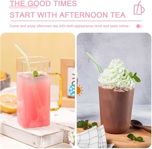 6-Pack Reusable Glass Straws Set, Clear Glass Drinking Straw, Cute Colorful Straws with Cleaning Brush, 8''x8MM - Image 4