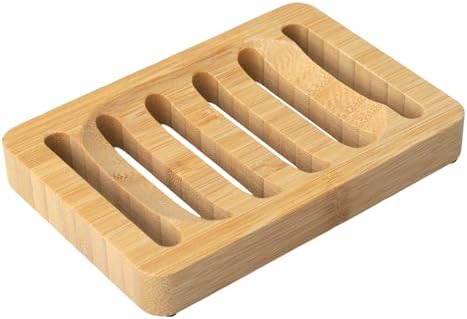 Wooden Soap Dish, Bamboo Soap Holder for Shower, Self Draining Tray by Magift