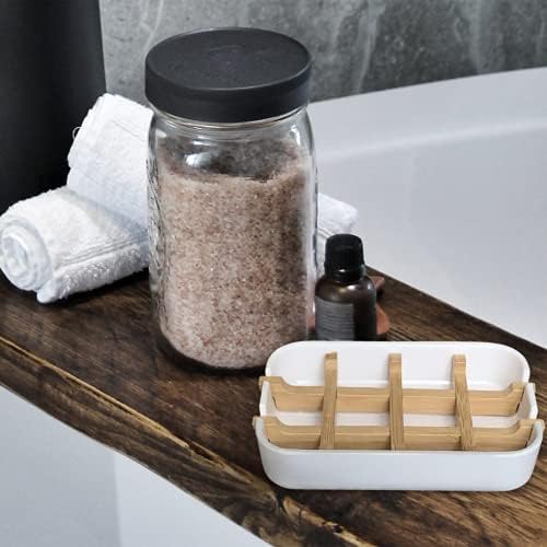 Aoheuo Modern Bamboo Fiber soap Holder and soap Dish Combination (Removable),5.12 Long by 3 Wide, 0.98 inches high, Used in Kitchens, bathrooms, and bar Sinks (Black(2 Pack)) - Image 3