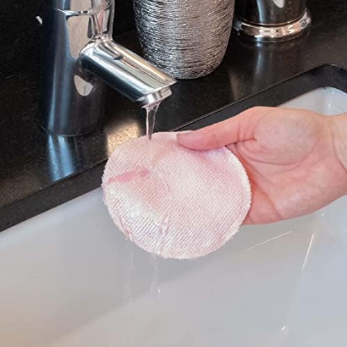 S&T INC. Makeup Remover Wipes for Skin Care with Laundry and Storage Bag, Reusable Makeup Wipes or Face Towels, Travel Essentials, Pink, 4.25 In. Diameter, 16PK - Image 5