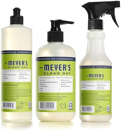 MRS. MEYER'S CLEAN DAY Kitchen Essentials Set, Includes: Hand Soap, Dish Soap, and All Purpose Cleaner, Lemon Verbena, 3 Count Pack - Image 2