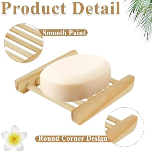 60 PCS Bamboo Soap Dish for Shower 3.3x3.5x0.7 Inch Wooden Soap Holder Self Draining Bamboo Soap Holder Handmade Wooden Soap Dish for Bar Soap Wood Soaps Tray for Bathroom, Shower, Kitchen - Image 5