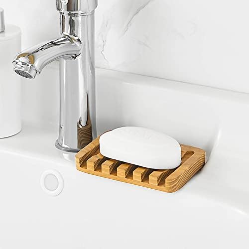 6 Pack Bamboo Soap Dishes, Self Draining Soap Tray with Slanted Waterfall Design, Bar Soap Holder for Shower, Bathroom, Kitchen, Sinks and Countertop, 5.1 x 3.5 x 0.7 Inch - Image 6