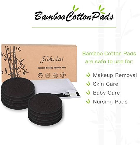 Reusable Makeup Remover Pads Black Washable - 10 Pack Organic Cotton Rounds for Face Eye with Laundry Bag, Facial Cleansing Cloth Towel, Make-Up Removal Wipes for All Skin Types - Image 2