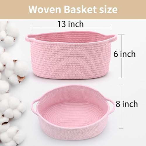 Happyiren Small Gift Basket with Gift Wrap Cellophane Bag and Ribbons, Gift Baskets for Christmas Thanksgiving Birthday Baby Shower Raffle Burr, - Rope Decorative Storage Organizer Container - Image 2