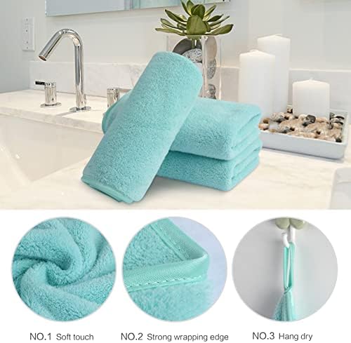 SINLAND Absorbent Coral Velvet Washcloth Ultra Soft Microfiber Face Towels 12 x 12 inch Multi-Purpose Face Cloths for Household and Sport - Image 3