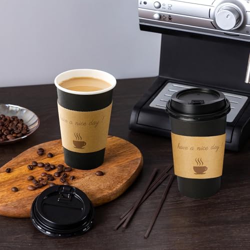 Lamosi 12 oz Coffee Cups 50 Pack, Disposable To Go Paper Cups with Lid - Image 5
