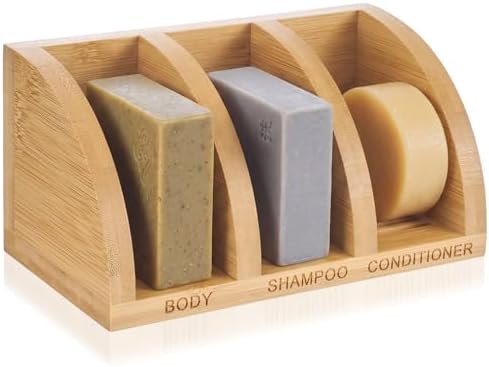 Shampoo Bar Holder Multi Bar Soap Dish, Bamboo, 6.3 x 3.3 x 3.1 Inch by Ferrochef
