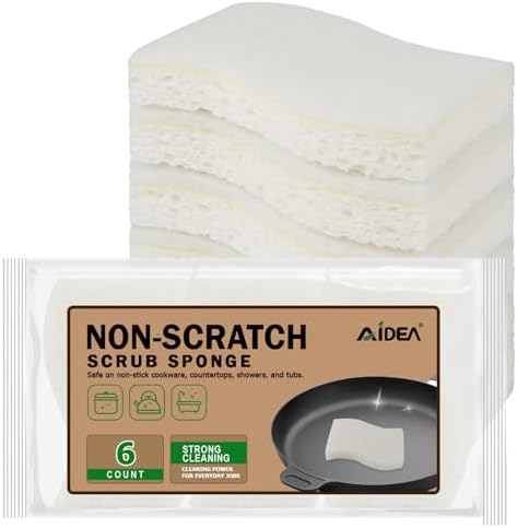 AIDEA Non-Scratch Scrub Sponge-6Count, Sponges Kitchen, Sponges for Dishes by AIDEAHOME