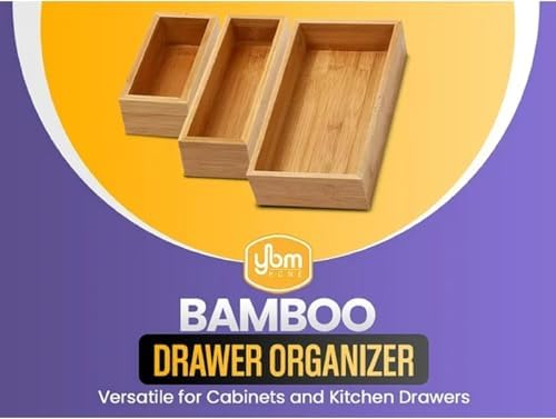 YBM Home Bamboo Drawer Organizer Storage Box for Kitchen Drawer, Junk Drawer, Office, Bedroom, Children Room, Craft, Sewing, and Bathroom, 6 Pack 3x12x2 inch - Image 7